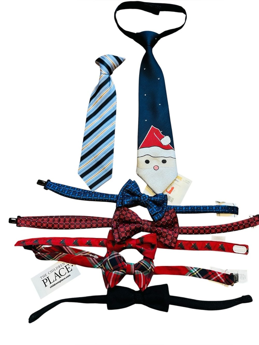 Lot of 7 Baby Boys Bow/Neck Ties 0-24M clip-on/Adjustable Velcro Straps Holidays